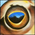 Augenblick eines Moorfrosches I; Acryl auf Leinwand;
30 x 30 cm